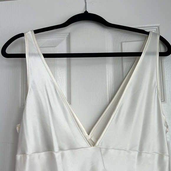 White Silky V Neck Slip Dress NWT - Picture 4 of 6